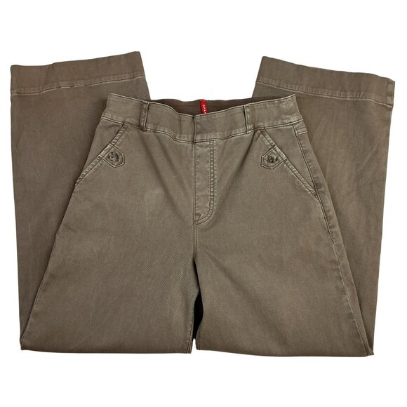 Spanx Khaki Wide-Leg Pants Womens Medium Stretch Cotton Blend Casual - Picture 8 of 11